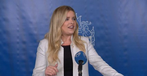 Áslaug Arna Sigurbjörnsdóttir dómsmálaráðherra á fundinum í Safnahúsinu. Mynd: Skjáskot RÚV