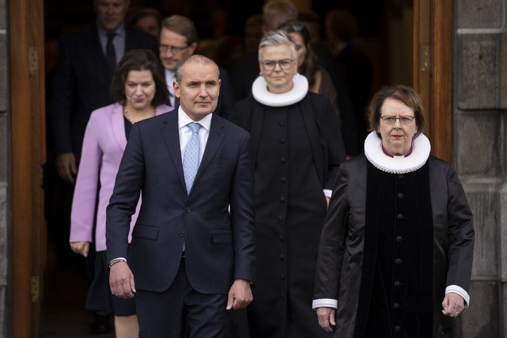 Agnes M. Sigurðardóttir, biskup Íslands, ásamt Guðna Th. Jóhannessyni, forseta Íslands, við þingsetningu Alþingis í haust.