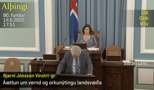 Bjarni Jónsson komst við undir lok ræðu sinnar. Mynd: Alþingi/skjáskot