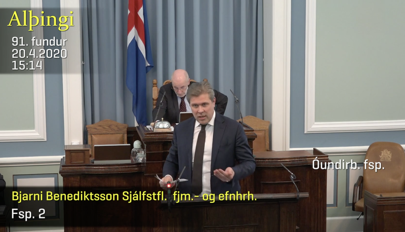 Bjarni Benediktsson til svara á þingi Mynd: Skjáskot/Alþingi