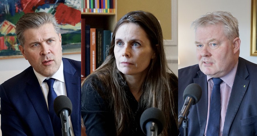 Samsett mynd Bjarni, Katrín og Sigurður Ingi