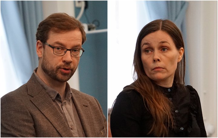 Björn Leví Gunnarsson, þingmaður Pírata, og Katrín Jakobsdóttir, forsætisráðherra.