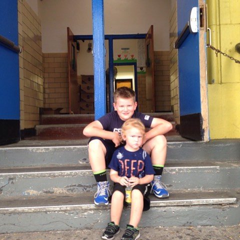 Heimir Andri og Halldór Elí, á fyrsta skóladegi í skólanum PS 165, á 109. stræti, vestan megin á Manhattan.