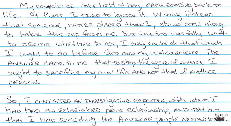 Brot úr bréfi Hale til dómarans í máli hans.