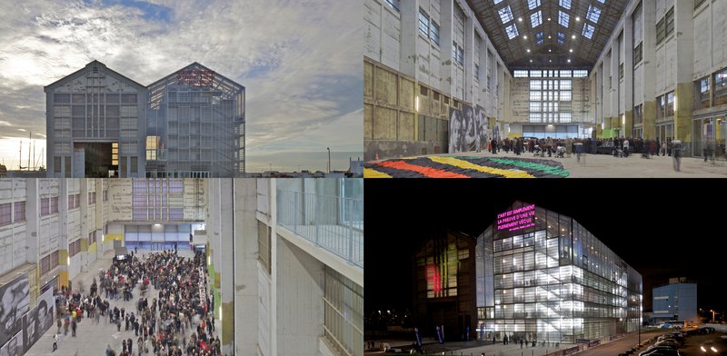 Atvinnurými fær nýtt hlutverk. FRAC nýlistasafnið í Dunkirk í Norður-Frakklandi var skipasmíðastöð/slippur sem fékk andlitslyftingu árið 2013. Tilkomumikið í rökkrinu. Myndir: Philippe Ruault.