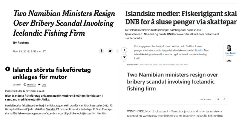 Erlendir fjölmiðlar í dag og í gær Mynd: Samsett