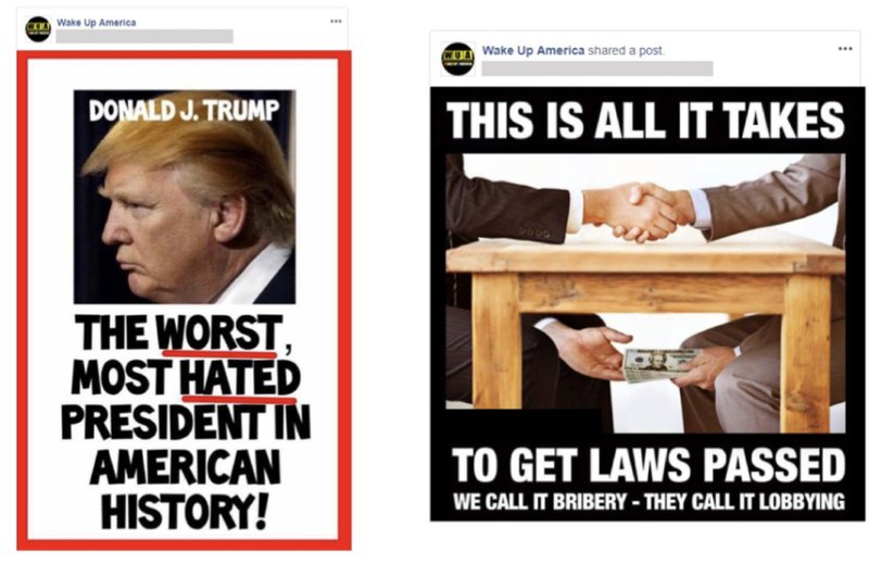 Dæmi um myndir sem falsaðgangarnir deildu. Mynd: Facebook