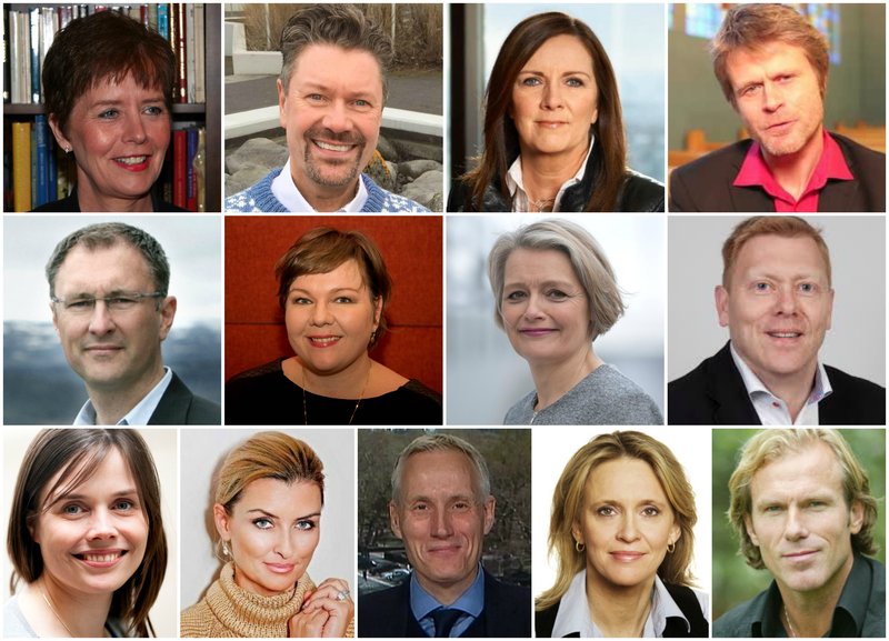 ÆTLA EKKI: Berglind Ásgeirsdóttir, Bergþór Pálsson, Bryndís Hlöðversdóttir, Davíð Þór Jónsson, Eiríkur Björn Björgvinsson, Ellen Calmon, Guðrún Nordal, Jón Gnarr, Katrín Jakobsdóttir, Linda Pétursdóttir, Ólafur Ólafsson, Þorgerður Katrín Gunnarsdóttir og Þorgrímur Þráinsson.