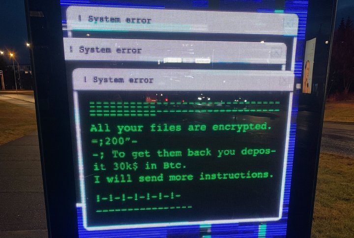 Skilaboð sem birtust á auglýsingaskilti í morgun.