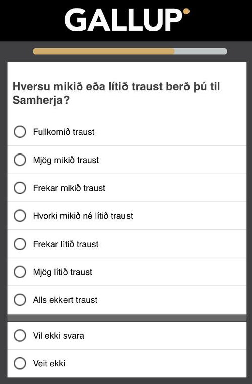 Skjáskot úr könnun Gallup.