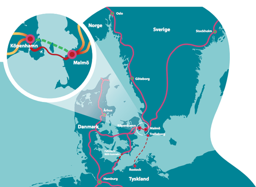 „Greater Copenhagen“ Metro eða Eyrarsunds Metro. Mynd: Úr skýrslu um Eyrarsunds Metro.