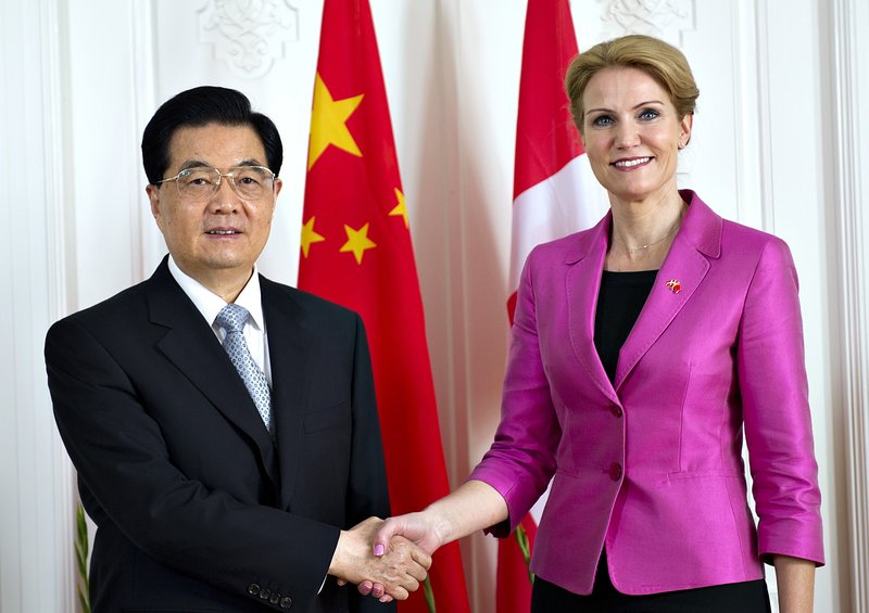  Hu Jintao og Helle Thorning-Schmidt.
