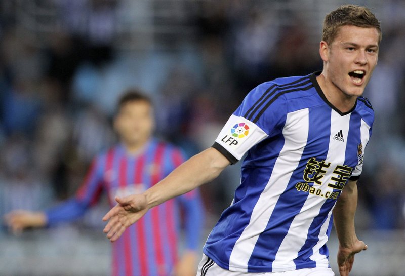 Alfreð Finnbogason lék með Real Sociedad á árunum 2014 til 2016.