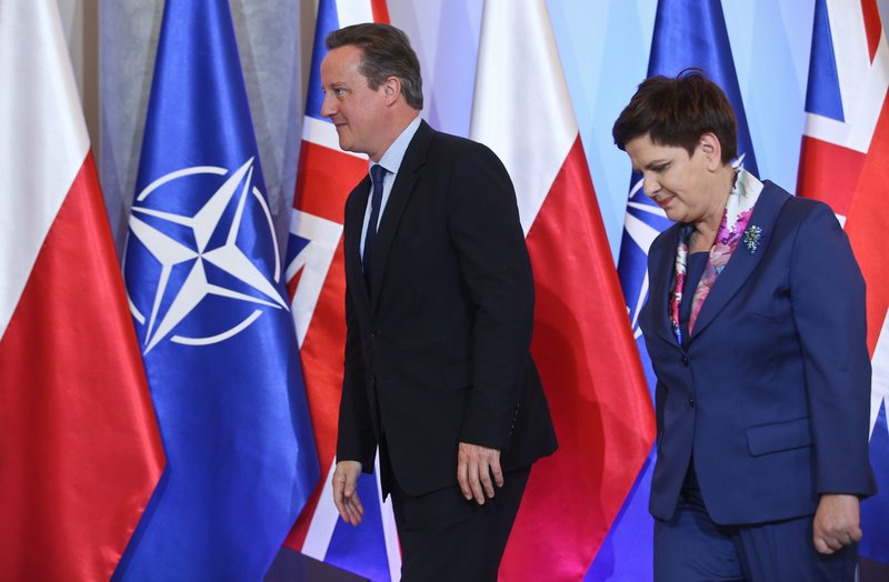 David Cameron, forsætisráðherra Bretlands, og Beata Szydlo, forsætisráðherra Póllands, funduðu í Varsjá í dag.