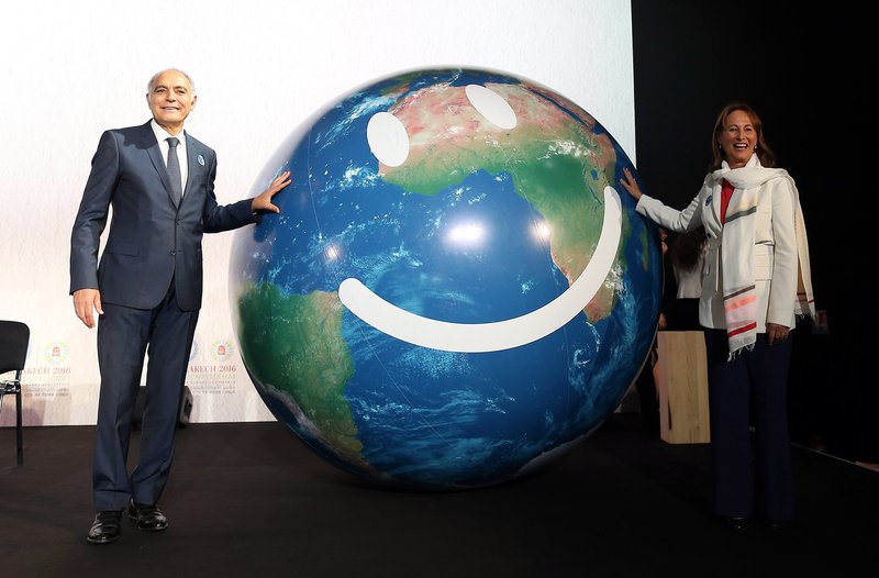 Saladheddine Mezouar, utanríkisráðherra Marokkó og forseti COP22, og Segolene Royal, umhverfisráðherra Frakklands, við upphaf COP22 á mánudaginn.