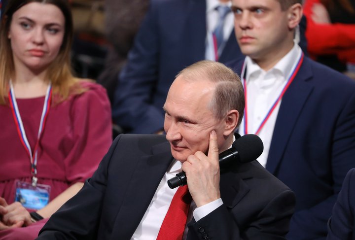 Vladimír Pútín Rússlandsforseti var í St. Pétursborg í morgun.