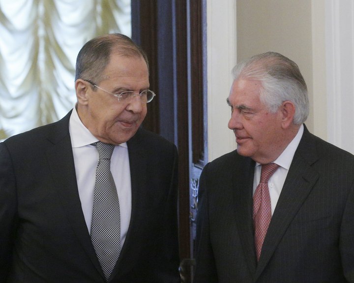 Sergei Lavrov og Rex Tillerson, utanríkisráðherrar Rússlands og Bandaríkjanna.