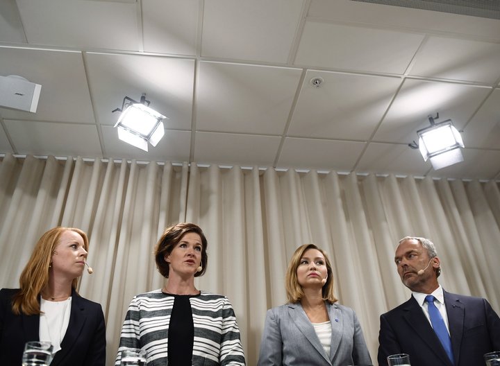 Fulltrúar Alliansen, stjórnarandstöðublokkarinnar í Svíþjóð.