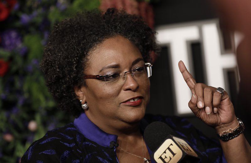 Mia Mottley forsætisráðherra Barbados. Hún tók við embættinu árið 2018 og er fyrsta konan sem gegnir því.