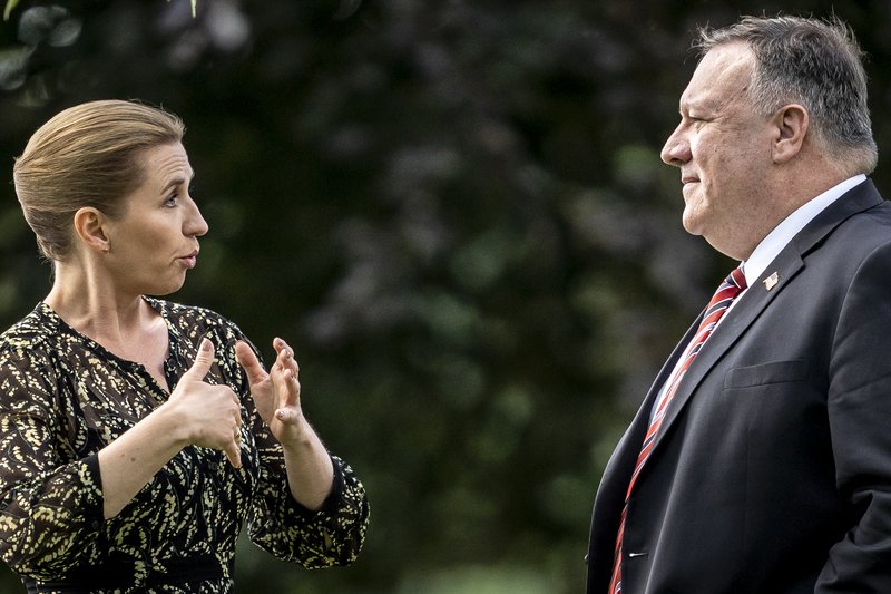 Mike Pompeo og Mette Frederiksen ræddu samstarf á fundinum í Kaupmannahöfn. Mynd: EPA