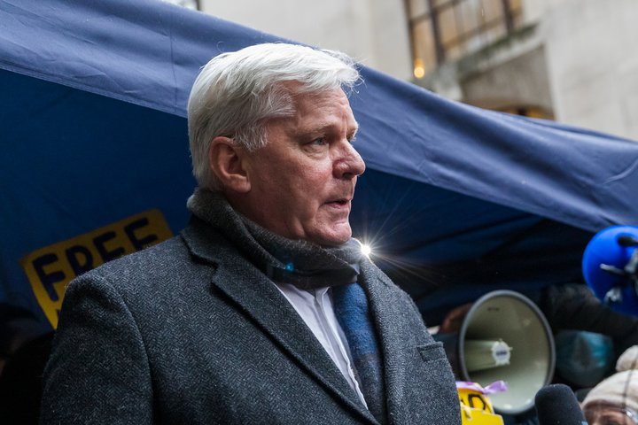 Kristinn Hrafnsson ritstjóri Wikileaks í London í dag.