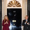 Hjónin Carrie og Boris Johnson fyrir utan Downingstræti 10 í Lundúnum.