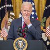 Joe Biden á blaðamannafundi í Hvíta húsinu í vikunni.