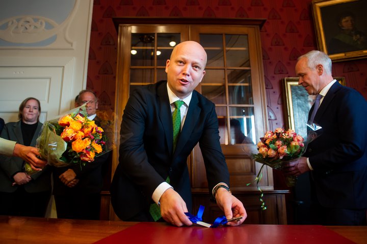 Trygve Slagsvold Vedum, fjármálaráðherra Noregs.