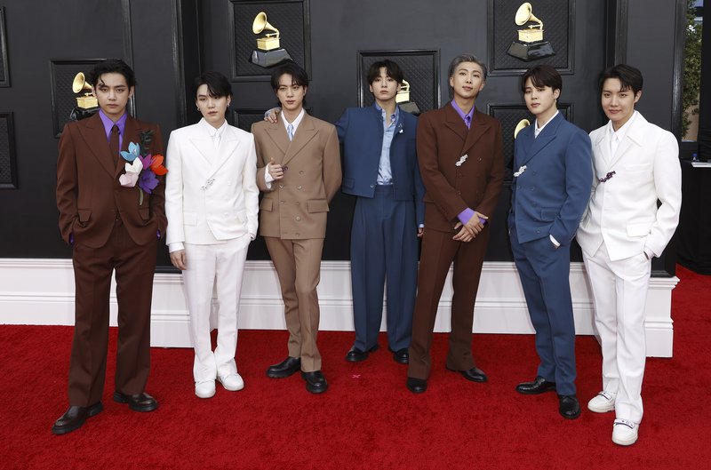 BTS á Grammy-verðlaunahátíðinni.