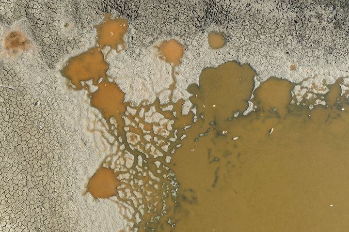 Uppþornað stöðuvatn í norðurhluta Ungverjalands.