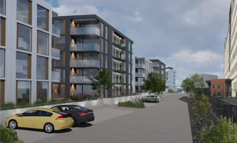 Svona gæti bakgarðurinn við Hilton Nordica-hótelið mögulega litið út í framtíðinni. Mynd: T.ark/Reitir