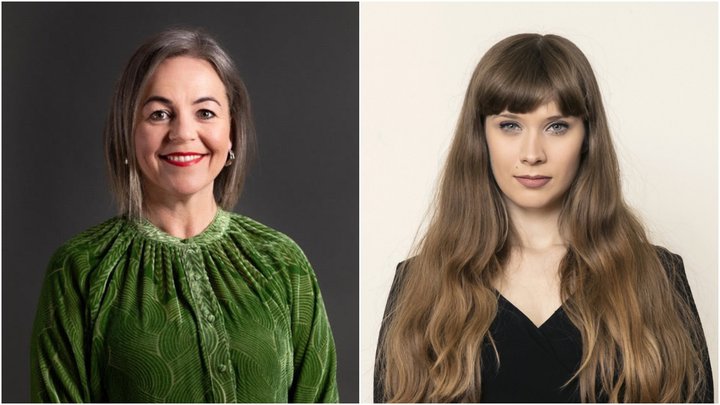 Hólmfríður Árnadóttir oddviti VG í Suðurkjördæmi og Una Hildardóttir, sem er í 2. sæti á lista flokksins í Suðvesturkjördæmi.