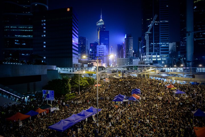 Myndin er frá mótmælunum í Hong Kong 2014