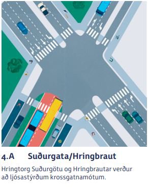 Lagt er til að stóra hringtorgið á gatnamótum Hringbrautar og Suðurgötu verði fjarlægt.