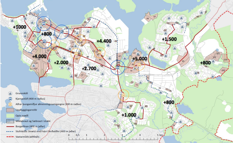 Nýjar íbúðir verða aðallega staðsettar á þeim svæðum sem tengjast Borgarlínu og öðrum almenningssamgöngum vel.