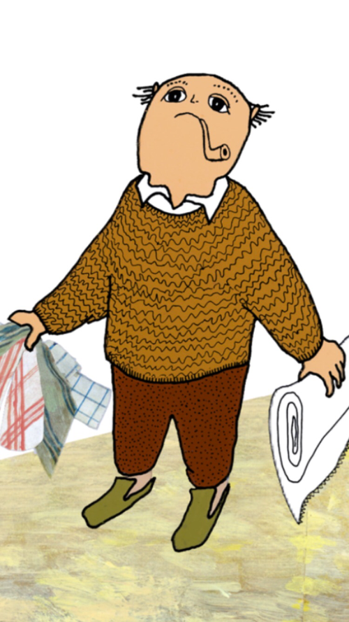 Pabbi Einars Áskels reykir pípu og er alltaf í inniskóm.