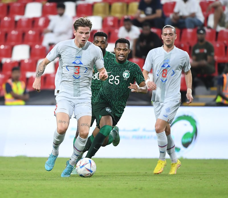 Vináttulandsleikurinn fór fram í Abu Dhabi í Sameinuðu arabísku furstadæmunum 6. nóvember og var liður Sáda í undirbúningi fyrir HM í Katar. Ísland tapaði leiknum, 1-0. Mynd: KSÍ