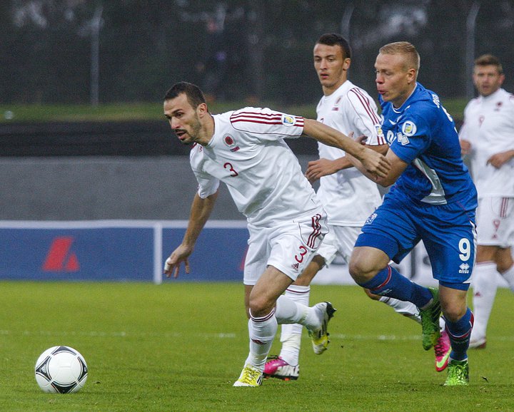 Kolbeinn Sigþórsson, hér í blárri treyju íslenska landsliðsins.