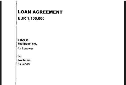 Lánasamningur milli Jovita og Þú Blásólar sem gerður var skömmu fyrir hrun.