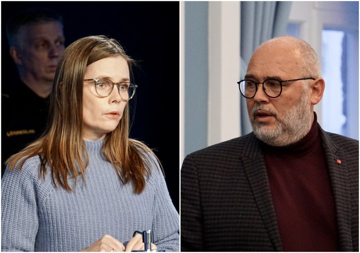Katrín Jakobsdóttir, formaður Vinstri grænna og forsætisráðherra, og Logi Einarsson, formaður Samfylkingarinnar.