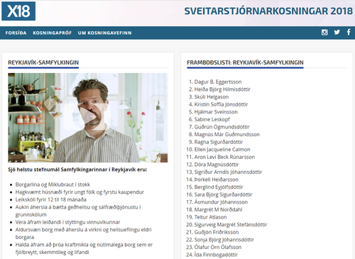 Hægt var að horfa á tveggja mínútna kynningarmyndbönd á kosningavef RÚV.