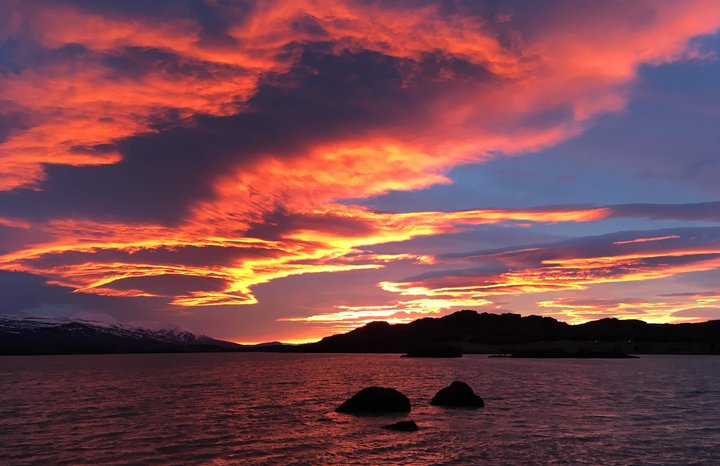 Sólsetur við Lagarfljót á Fljótsdalshéraði.