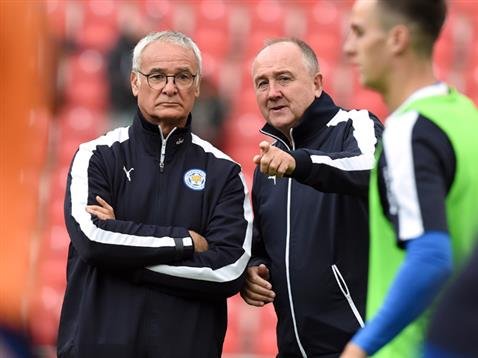 Ranieri og Steve Walsh að störfum. Samvinna þeirra hefur verið afar náin. Mynd: EPA.