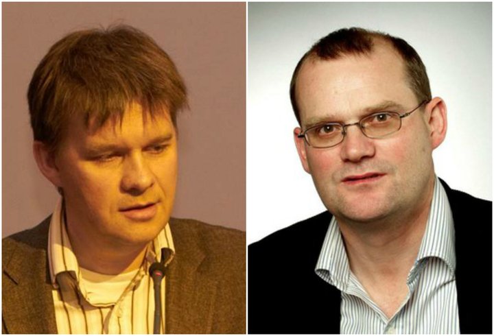 Kristján Örn Sigurðsson, framkvæmdastjóri Sameinaða lífeyrissjóðsins, og Kári Arnór Kárason, fráfarandi framkvæmdastjóri Stapa lífeyrissjóðs. 