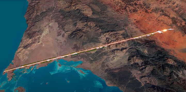 Línan á að teygja sig 170 kílómetra inn í eyðimörkina.