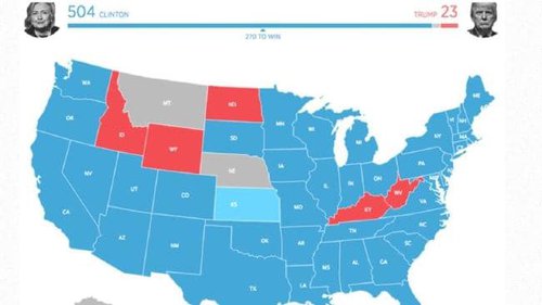 Svona hefðu kosningarnar farið, ef fólk undir þrítugu í Bandaríkjunum hefði einungis kosið, samkvæmt könnun FiveThiryEight.