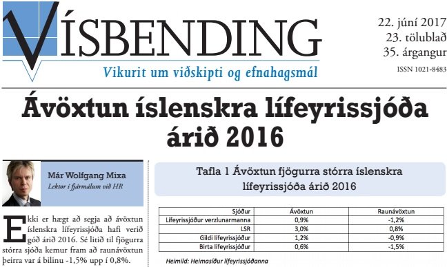 Már Wolfang Mixa skrifar um lífeyrissjóðina í nýjustu Vísbendingu.