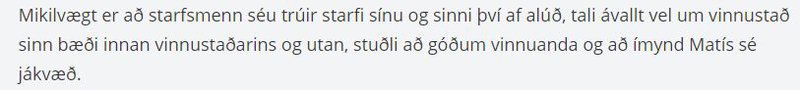 Umrædd klausa sem var í mannauðsstefnu Matís.