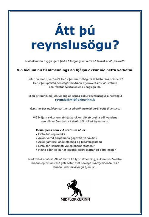 Auglýsingin sem birtist í Morgunblaðinu í dag.