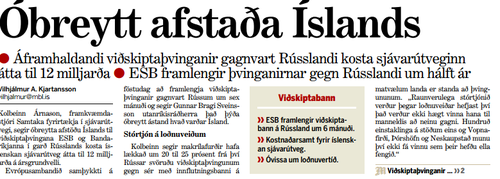 Forsíðufrétt Morgunblaðsins 22. desember 2015.
